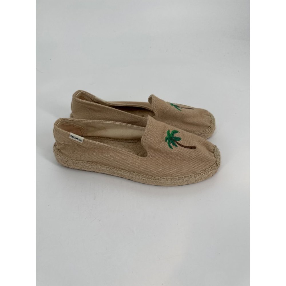 Soludos womens flat  espadrille slip on loafers palm tree Print 9.5